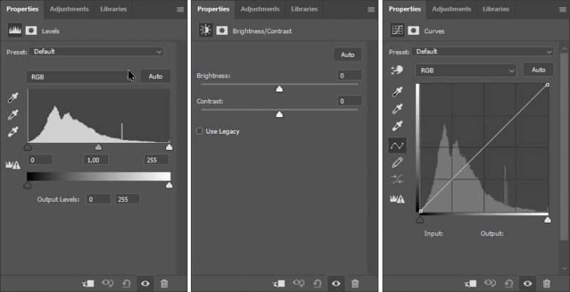 contrast - levels - curves adjustments