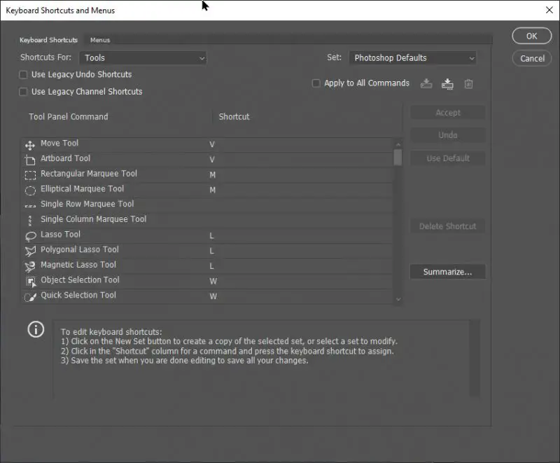 keyboard shortcuts